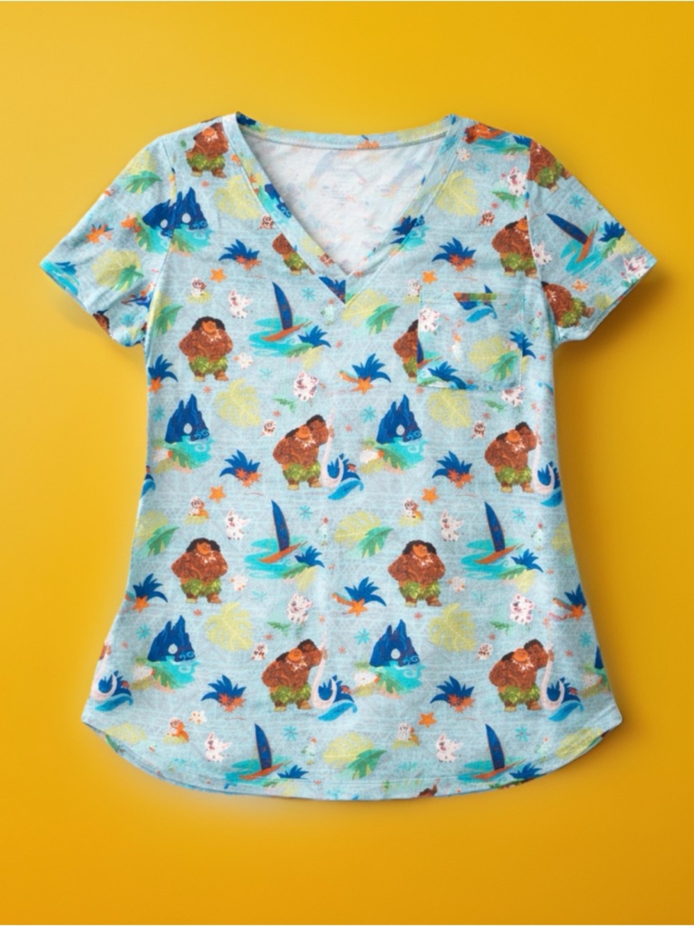Posh Peanut 🏄‍♂️sz L 8/10/12 MAUI TROPICAL! Tropical Print V-Neck Tee RARE MOANA